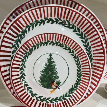 Onderbord Ø 31 cm, Arcucci Kerstservies Rosso Natale Kerstboom en Goudvink