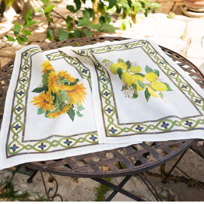 Linnen theedoek Etruscan Garden Zonnebloemen | 50 x 70 cm