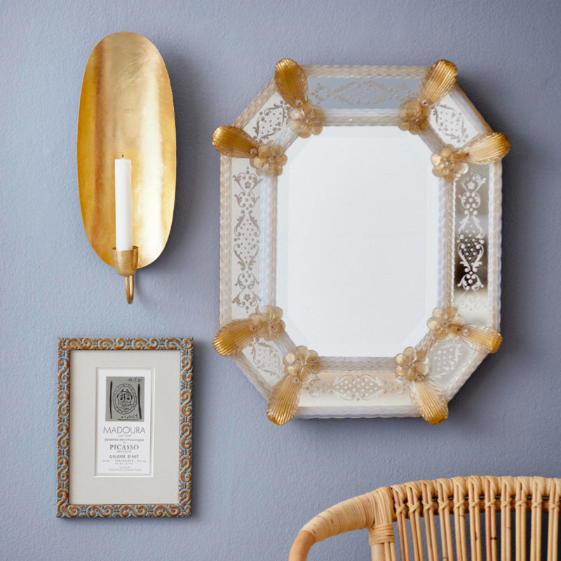 Bungalow gouden muurkandelaar ovaal 39 x 15 cm