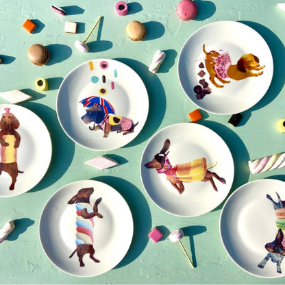 Bordy's Sweet Wieners taartbordjes, set van 6 zoete teckels Ø 18 cm