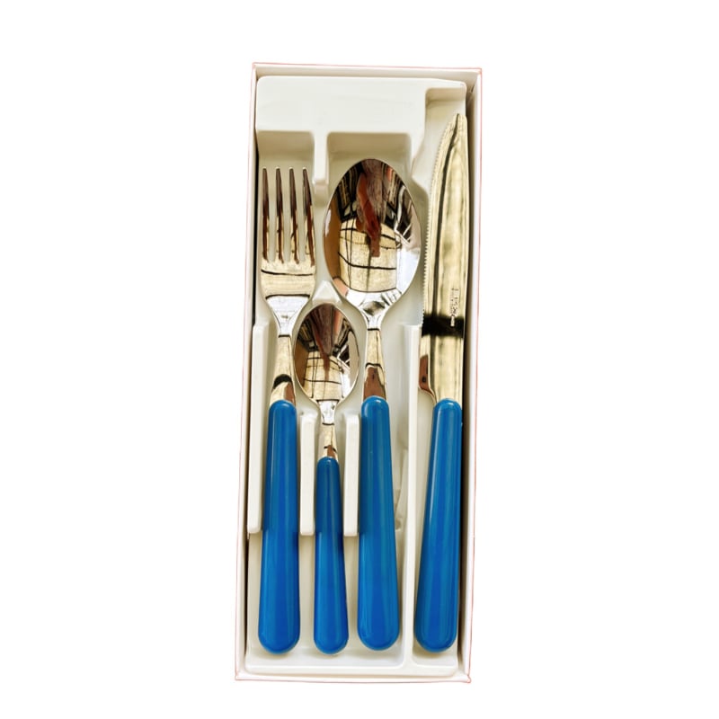 Brio middenblauw, 24-delige bestekset (kleurcode 3)