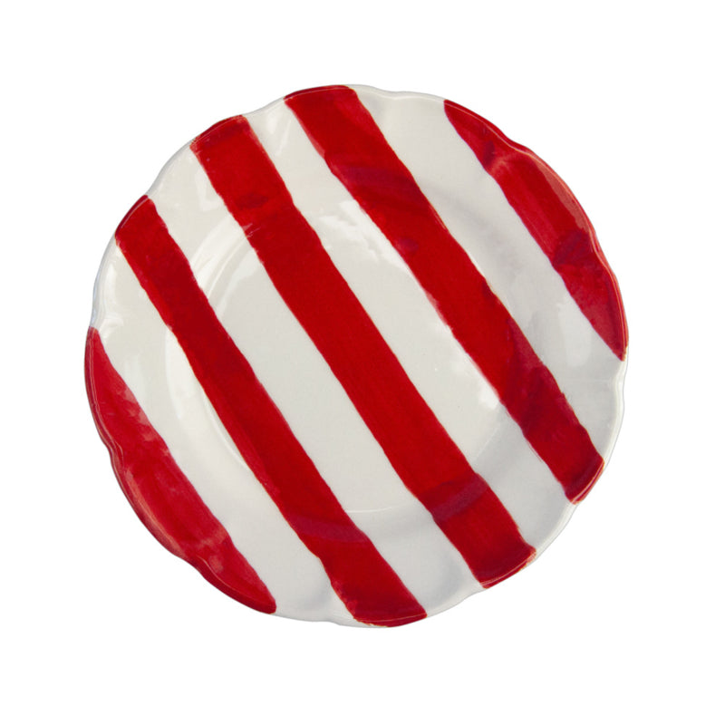 Arcucci Dolce Vita Nastro gestreepte saladeschaal Ø 33 cm en 8 cm hoog, rood, groen, marine, lavendel, tiffany blue en oudroze