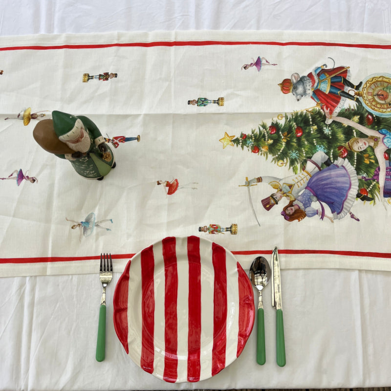 Kersttafelloper Notenkraker 45  x 170 op wit linnen