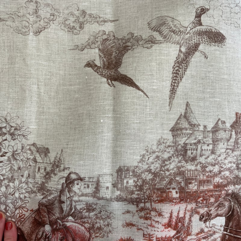 Linnen tafelloper Cottage 45 x 170 cm (met paarden, kastelen, molens etc)