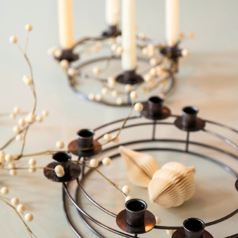 Bungalow Kamma metalen adventkandelaars rond, set van 3