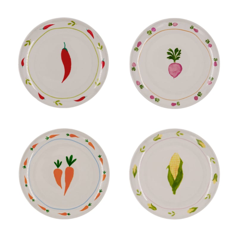 And Nook set van 4 ontbijtbordjes / saladebordjes 'Vegetables'