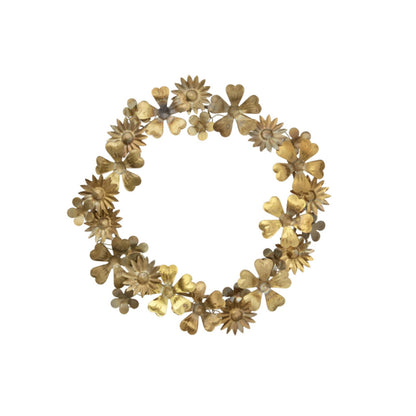Bungalow KERST messing bloemenkransje  Ø26,5 cm