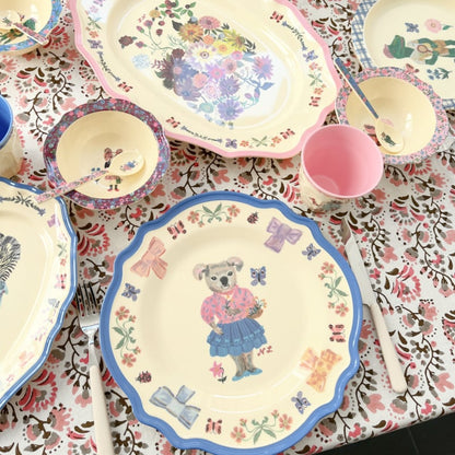 Rice * Nathalie Lété melamine dinerbord koala met blauwe rand | 27,5 cm