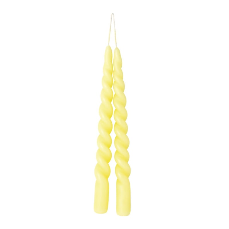 Ihr gele twisted candles, per paar | 24 cm