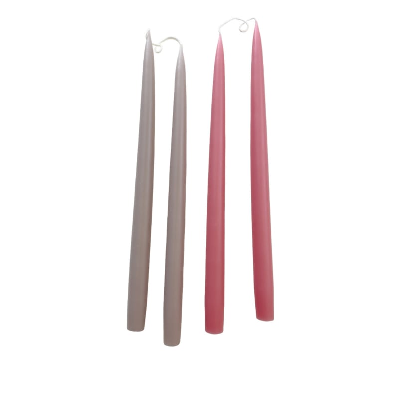 Kunstindustrien donker oudroze kaarsen, doosje met 4 stuks | Ø 2,2 x 35 cm