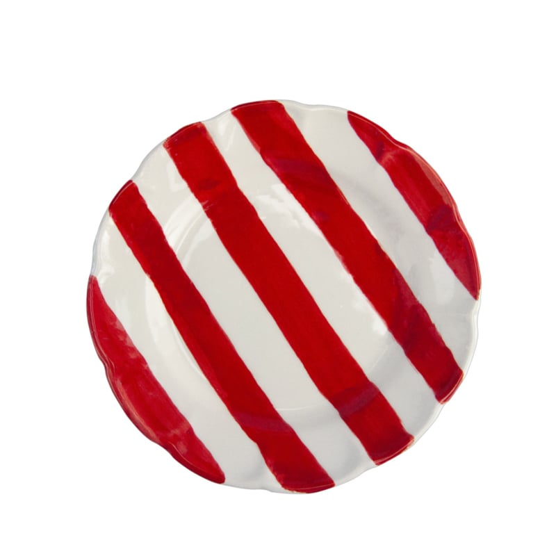 Arcucci Dolce Vita Nastro gestreept pastabord Ø 24 cm, rood of groen