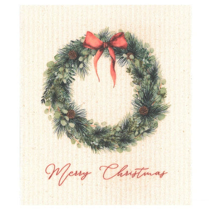 Vaatdoek met kerstkrans en 'Merry Christmas'