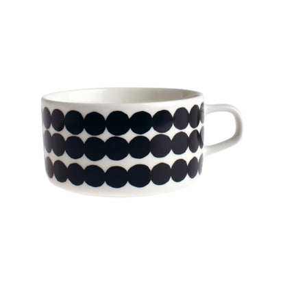 Marimekko Oiva Räsymatto soup or tea cup with ear black and white 2.5 dl