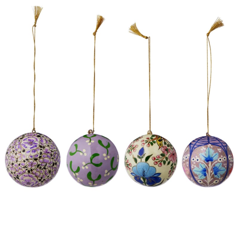 Bungalow KERST kerstballen Gaya heather doosje van 4 stuks