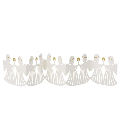 Bungalow KERST papieren tafelslinger engeltjes wit met goud 70 cm
