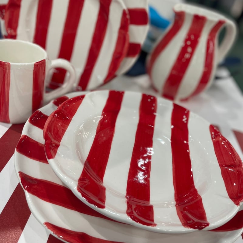 Arcucci Dolce Vita Nastro gestreept onderbord of dinerbord Ø 29 cm rood of groen