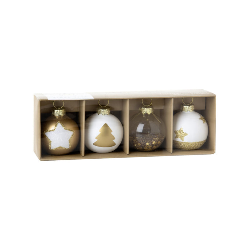 Ihr Place Card Holders gouden kerstballetjes, doosje met 4 stuks
