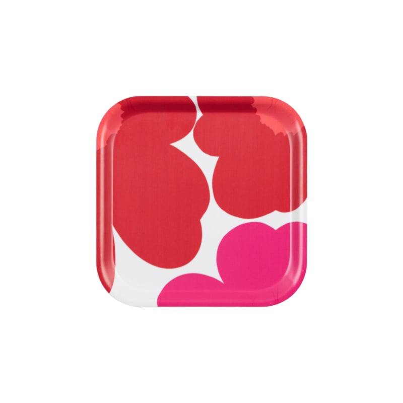Marimekko Unikko rood 60th anniversary dienblaadje 20 x 20 cm