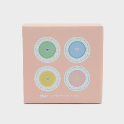 And Nook set van 4 taartbordjes Swirly Hearts Ø 15 cm