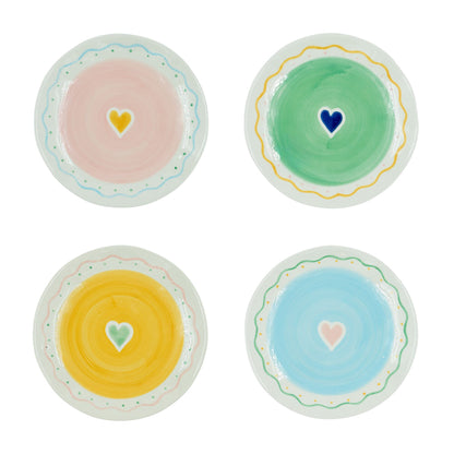 And Nook set van 4 taartbordjes Swirly Hearts Ø 15 cm