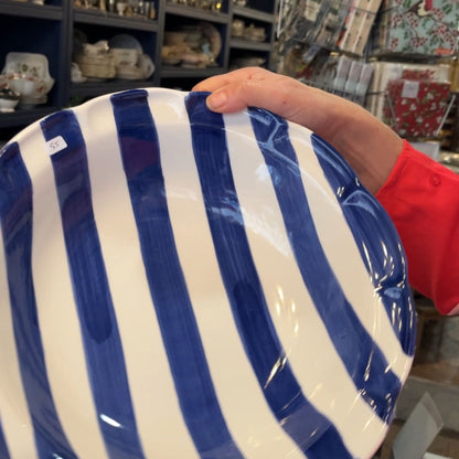 Arcucci Dolce Vita Nastro gestreepte saladeschaal Ø 33 cm en 8 cm hoog, rood, groen, marine, lavendel, tiffany blue en oudroze