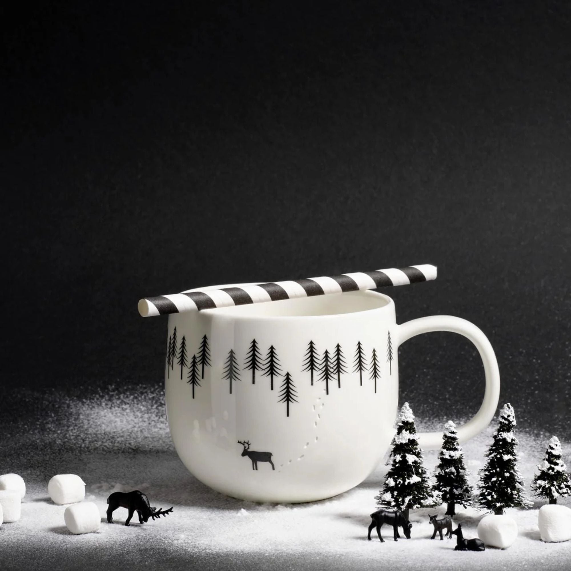 ASA Snow Tracks porseleinen beker hert met sporen in de sneeuw