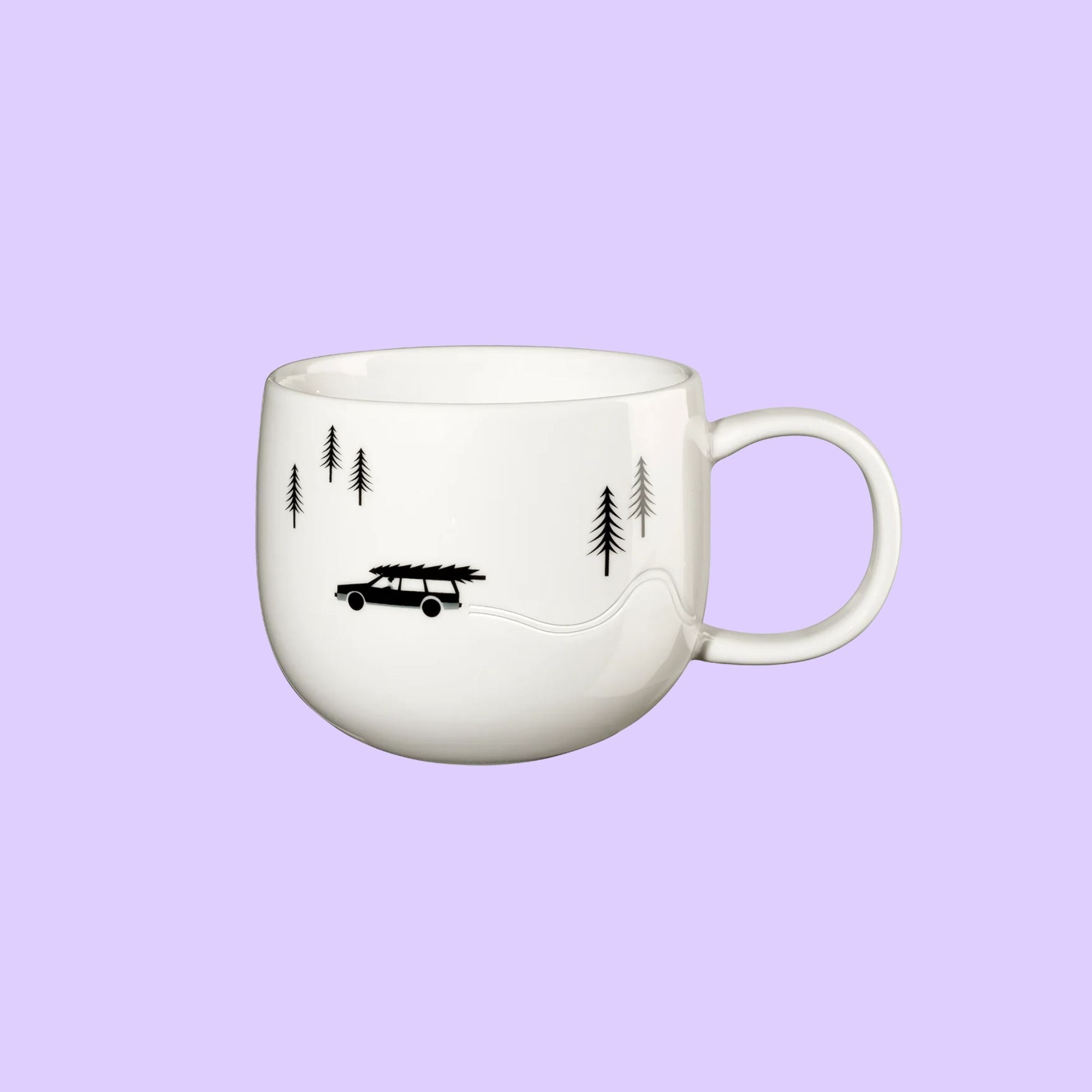 ASA Snow Tracks porseleinen beker 'slippend richting Kerst' met sporen in de sneeuw