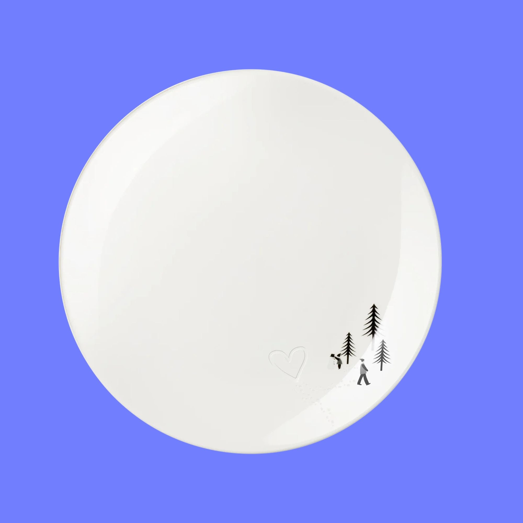 ASA Snow Tracks wit porseleinen ontbijtbordje met hart in de sneeuw