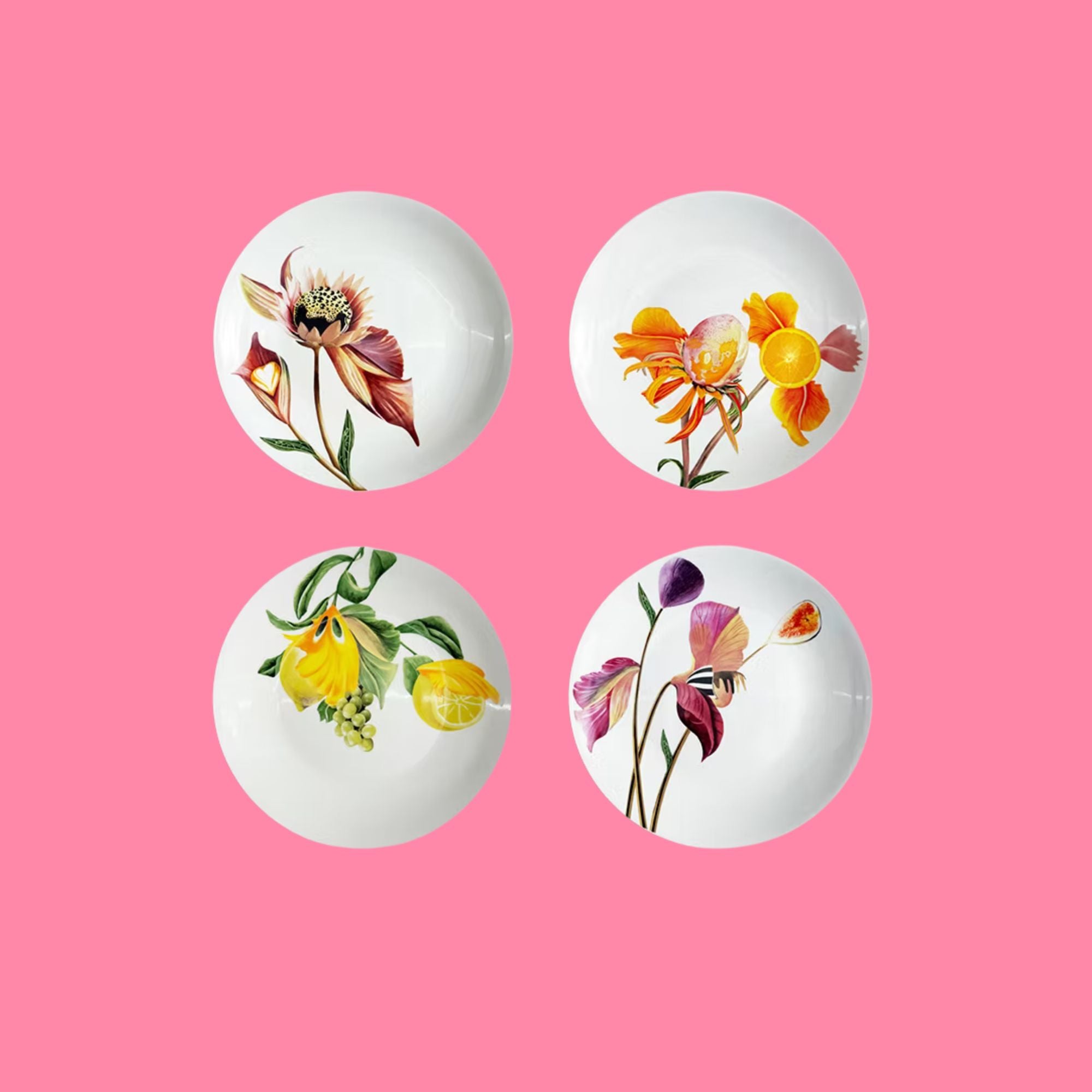 Min 75% Bordy's set met 4 ontbijtborden "Botanical wonders"