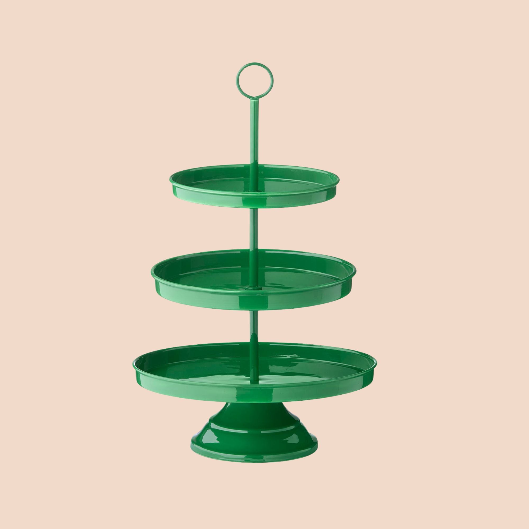 Bungalow groene emaille 3-laagse etagere Alora Parrot 52 cm hoog