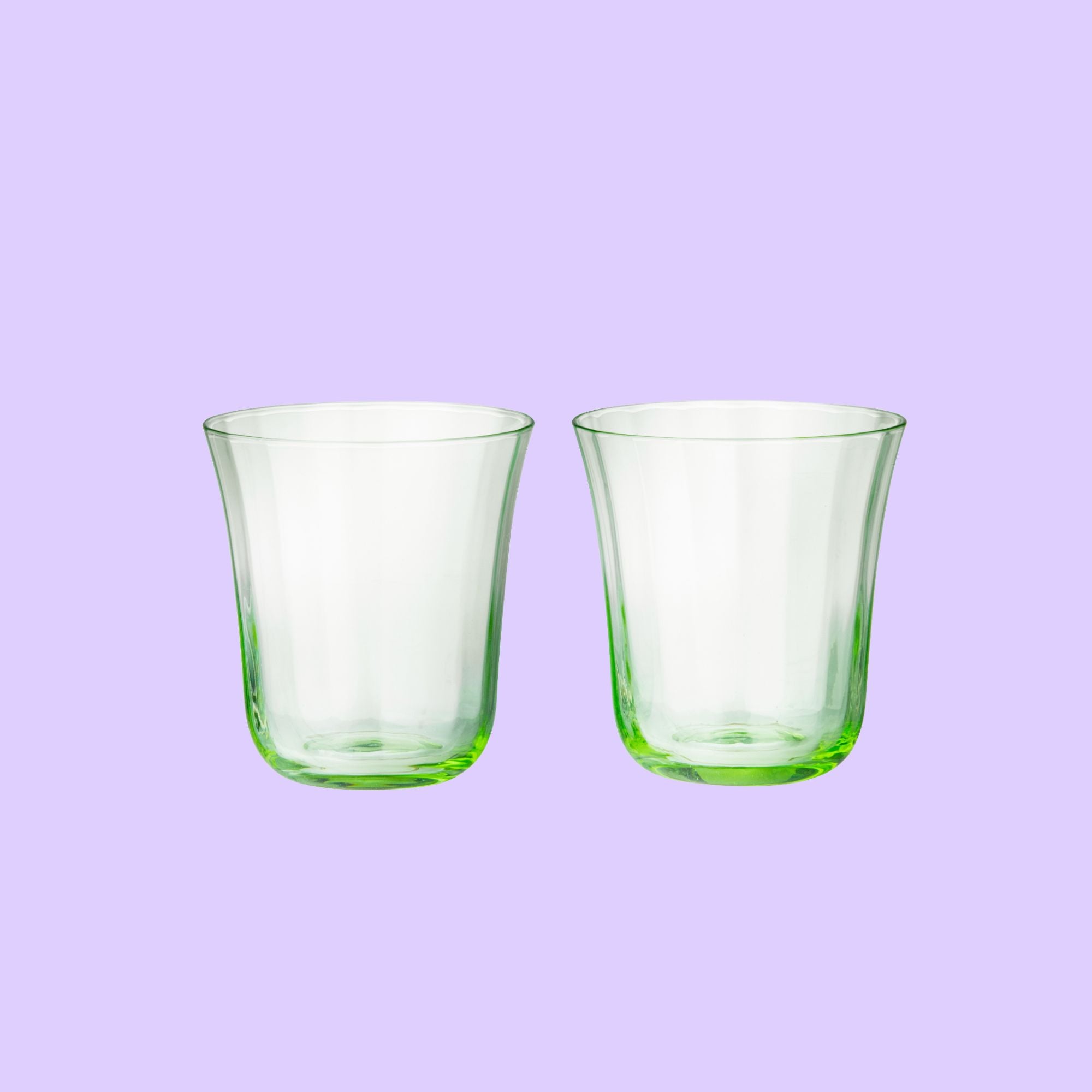 Bungalow fris groene waterglazen Nora Ivy, set van 2 | 10 cm hoog, 33 cl