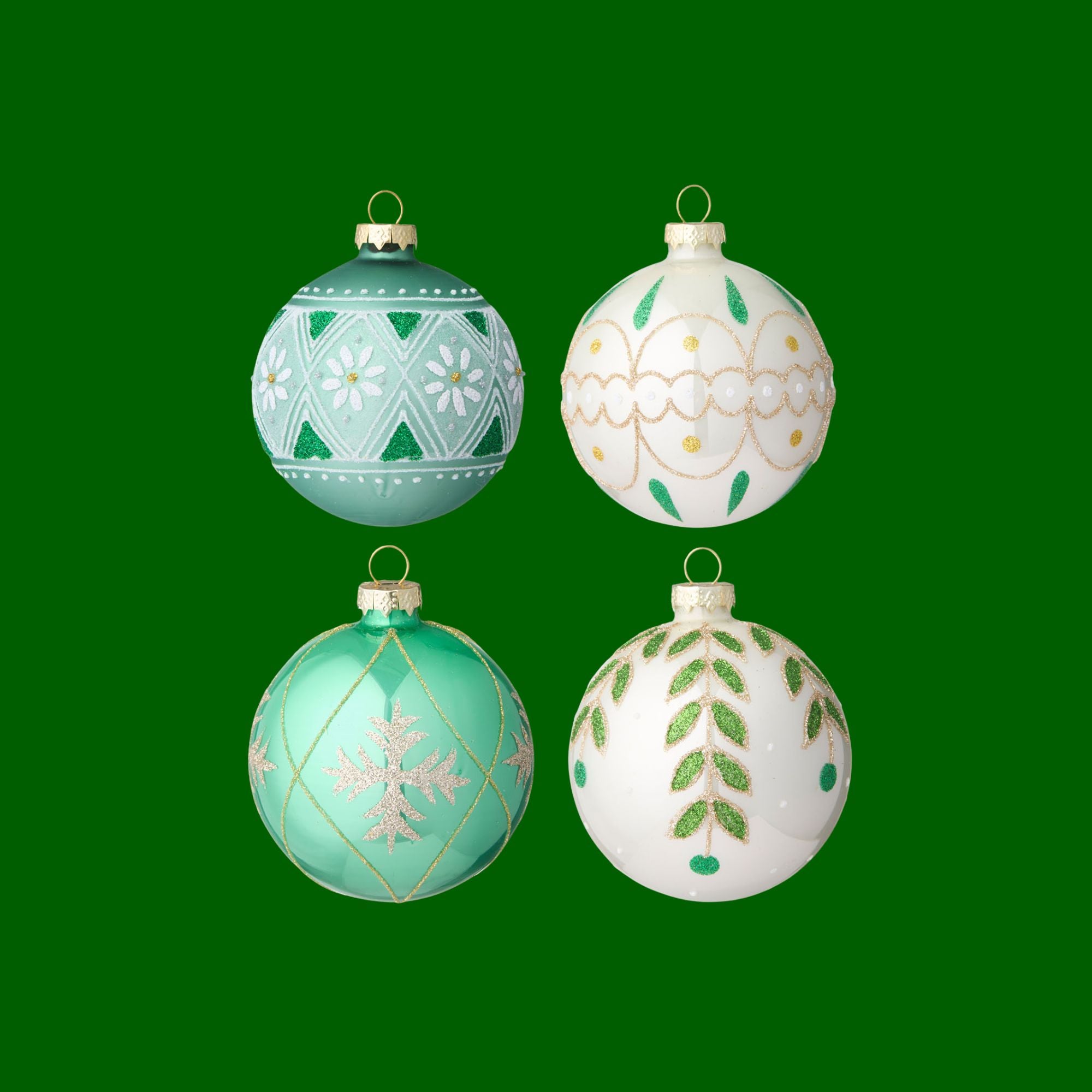 Bungalow KERST kerstballen Seraphim Ivy Ø8 cm doosje van 4 stuks