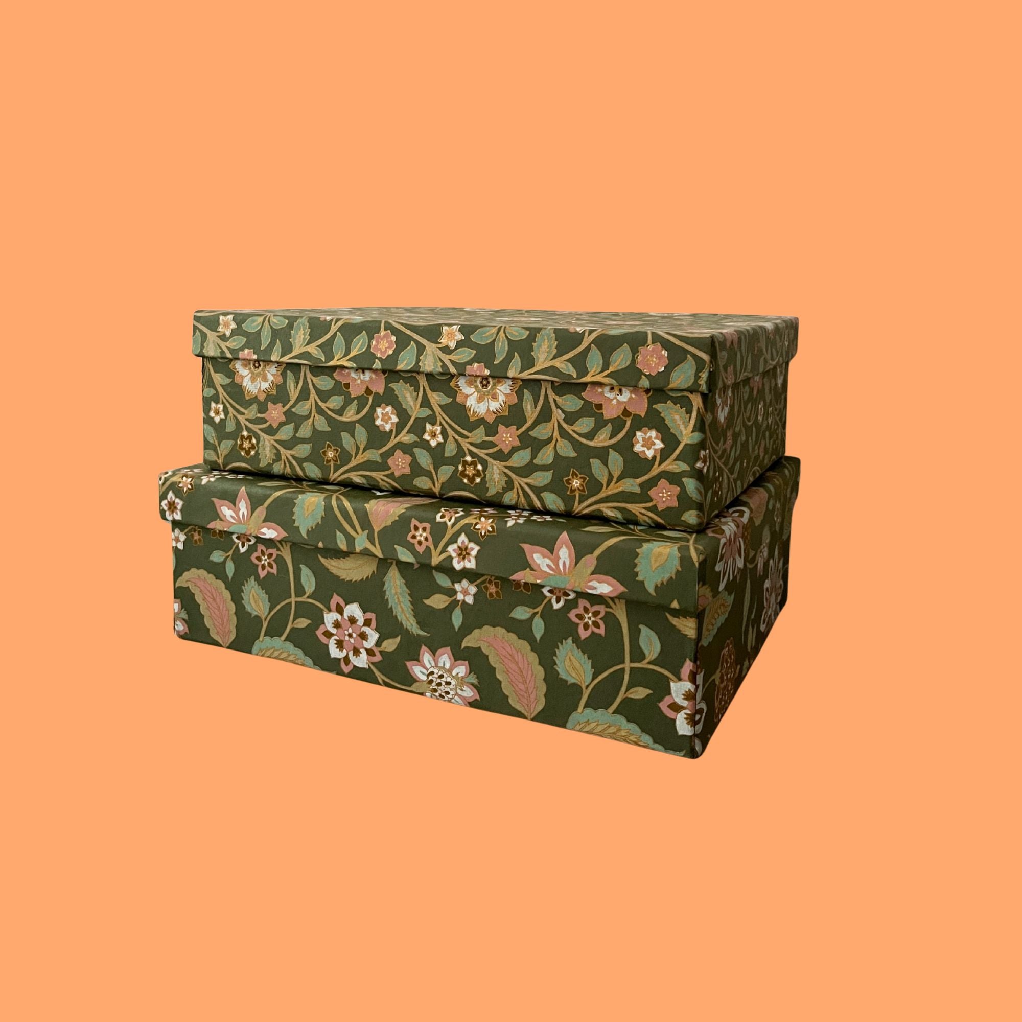 Bungalow set van 2 bewaardozen Oblong Duo Box L Divya Olive
