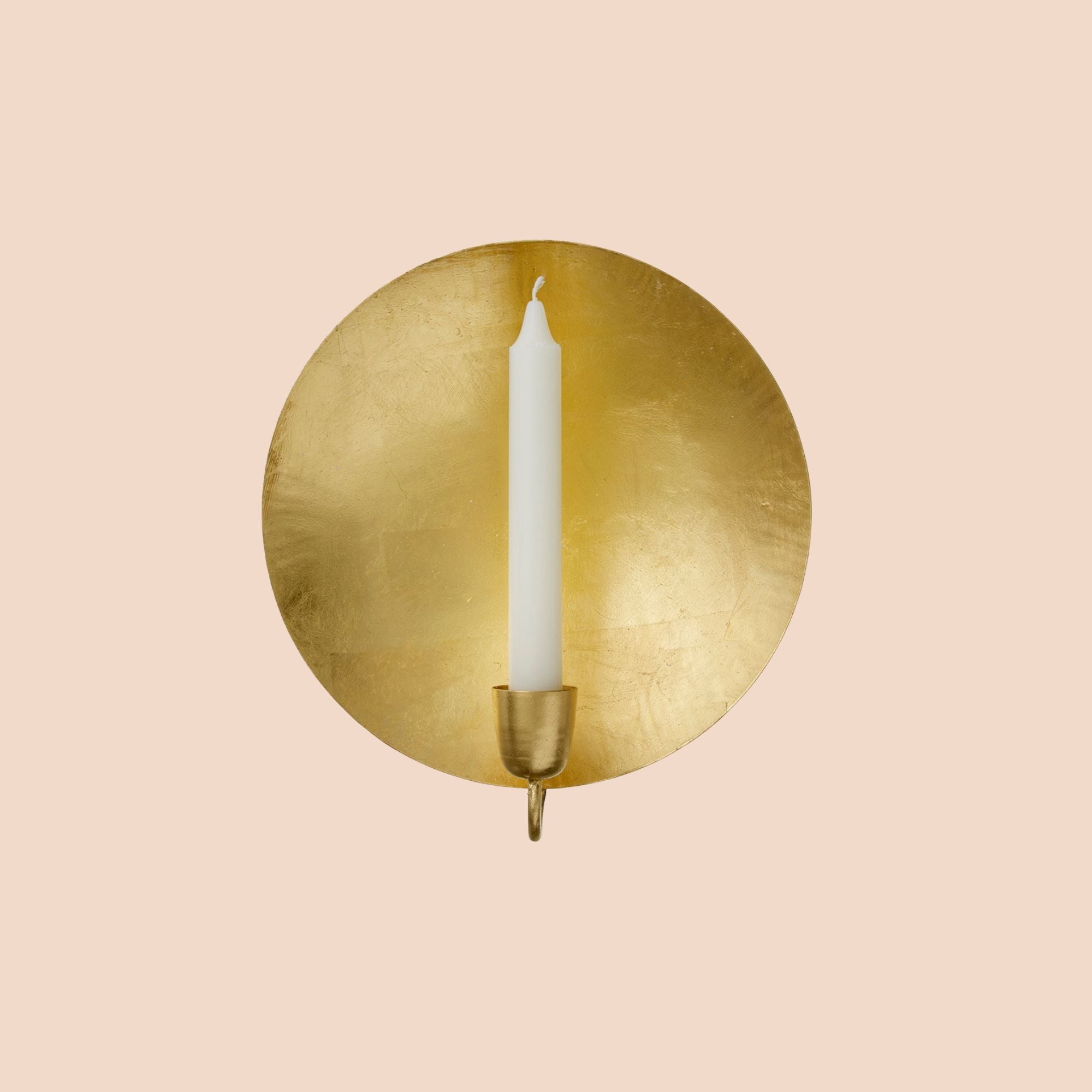 Bungalow gouden ronde muurkandelaar | Ø 26 cm