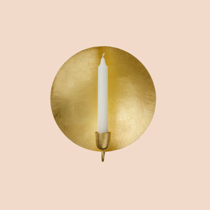 Bungalow gouden ronde muurkandelaar | Ø 26 cm