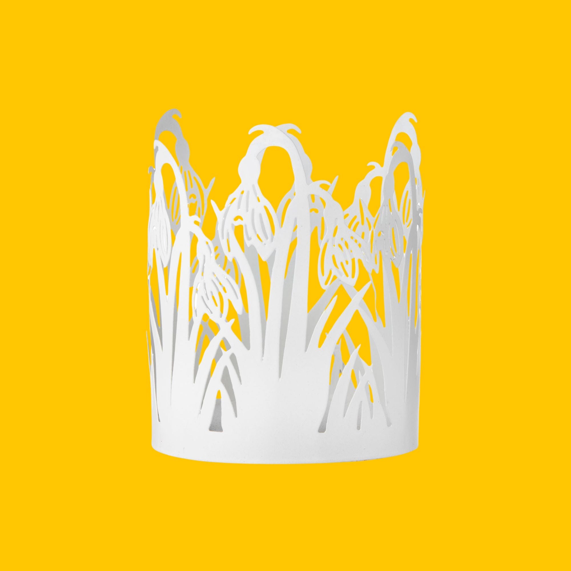 Bungalow sneeuwklokjes waxinehouder van metaal, groen of wit | 10 cm hoog