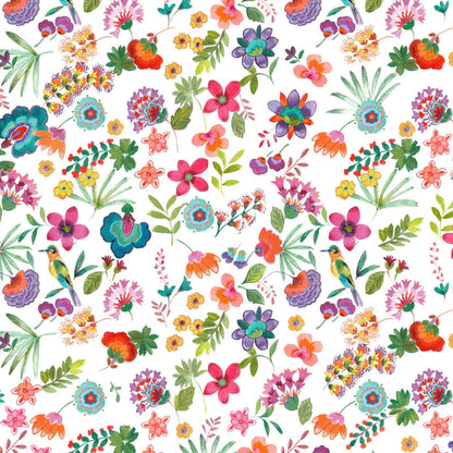 Katoenen tafelkleed Carel met vrolijke naïve bloemen, kies je formaat (ook rond en als tafelloper)