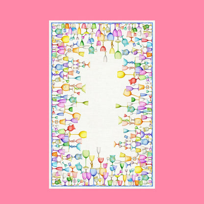 Crystal linnen tafelkleden met heel veel gekleurde kristallen glazen, kies je formaat