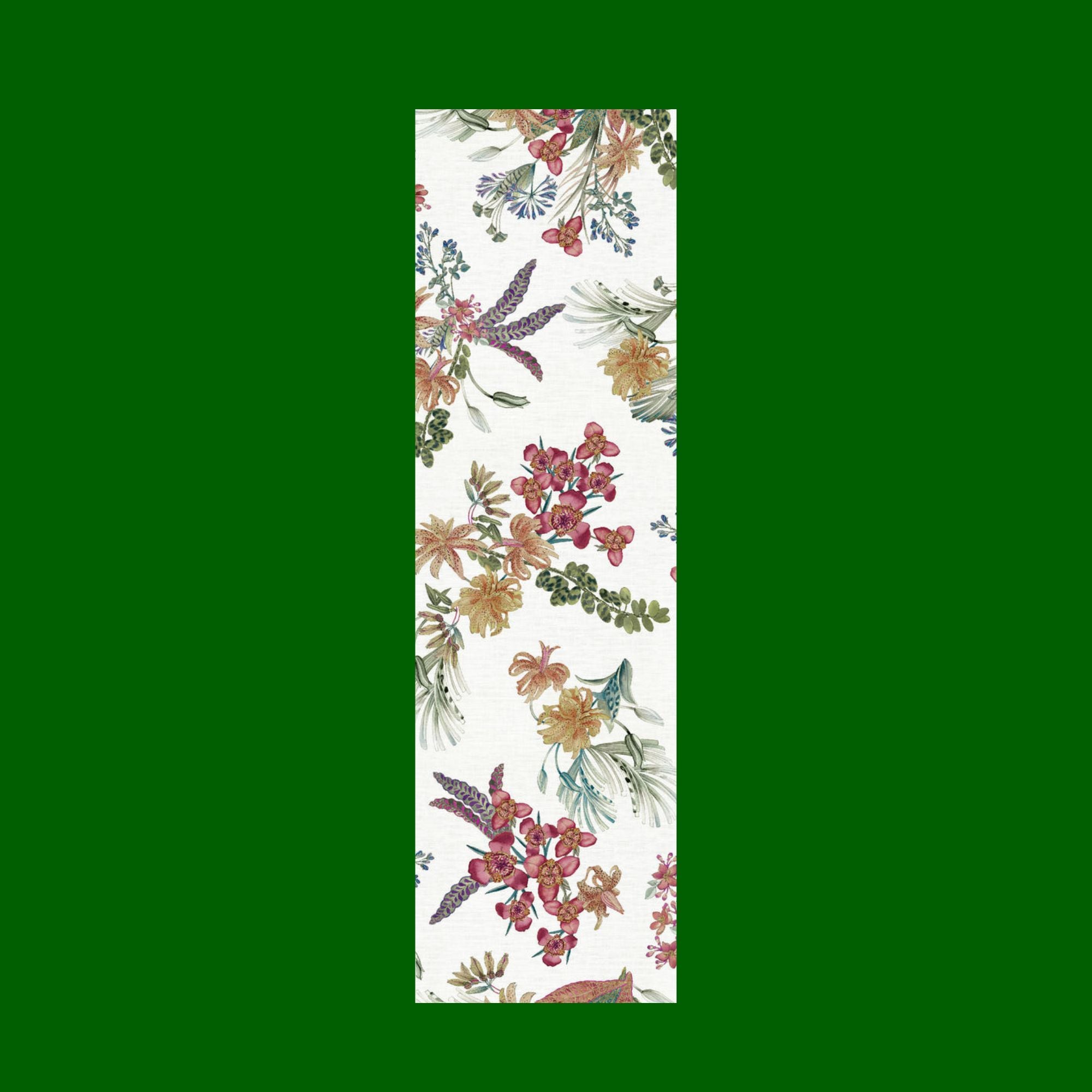 Linnen tafelkleed Eradea met orchideeën, kies je formaat (ook rond en als tafelloper)