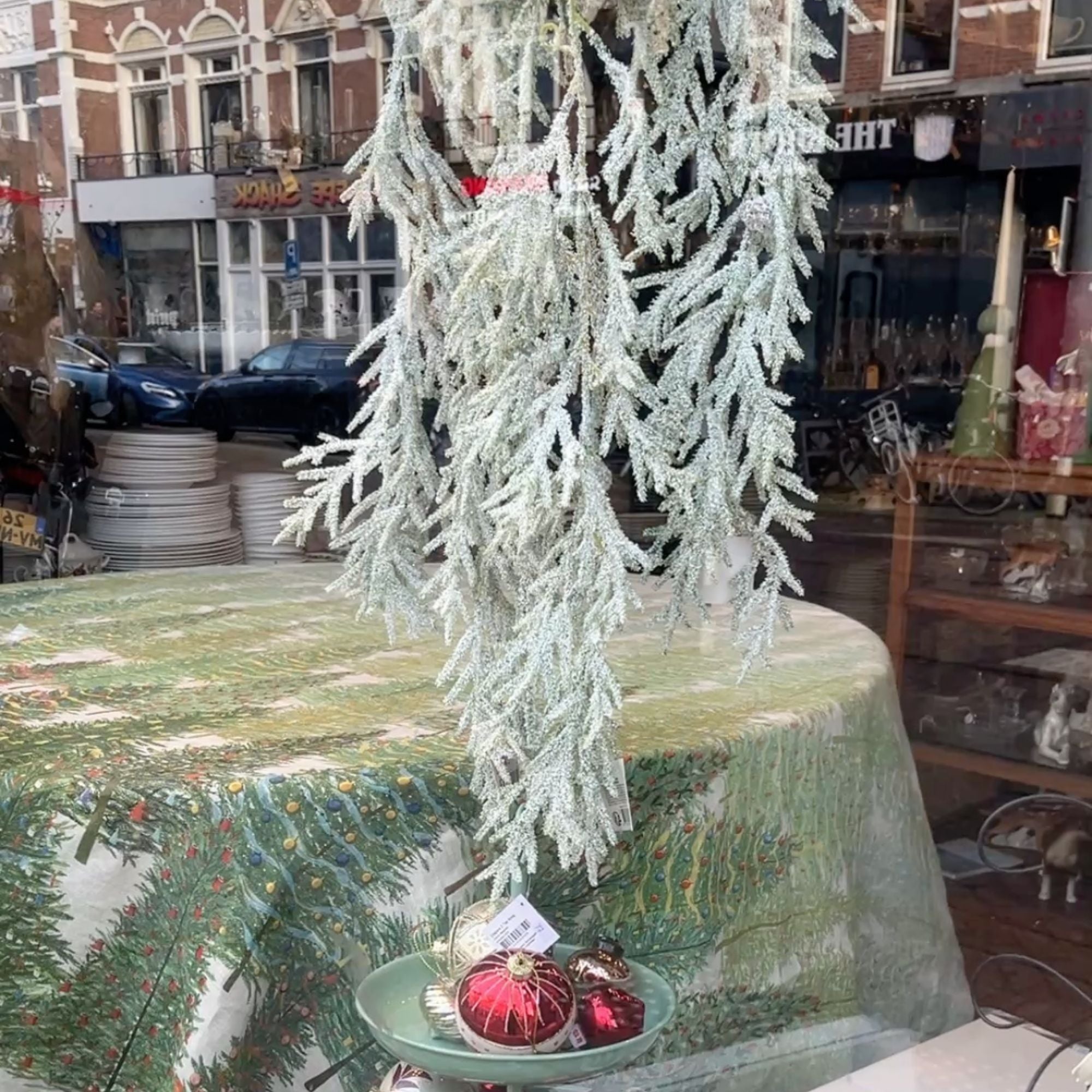 XXXL Stof voor Kersttafelkleed Fairy Trees 3 meter breed, per 50 cm