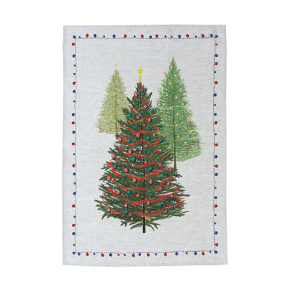 Linnen theedoek Fairy Trees met 3 kerstbomen, 50 x 70