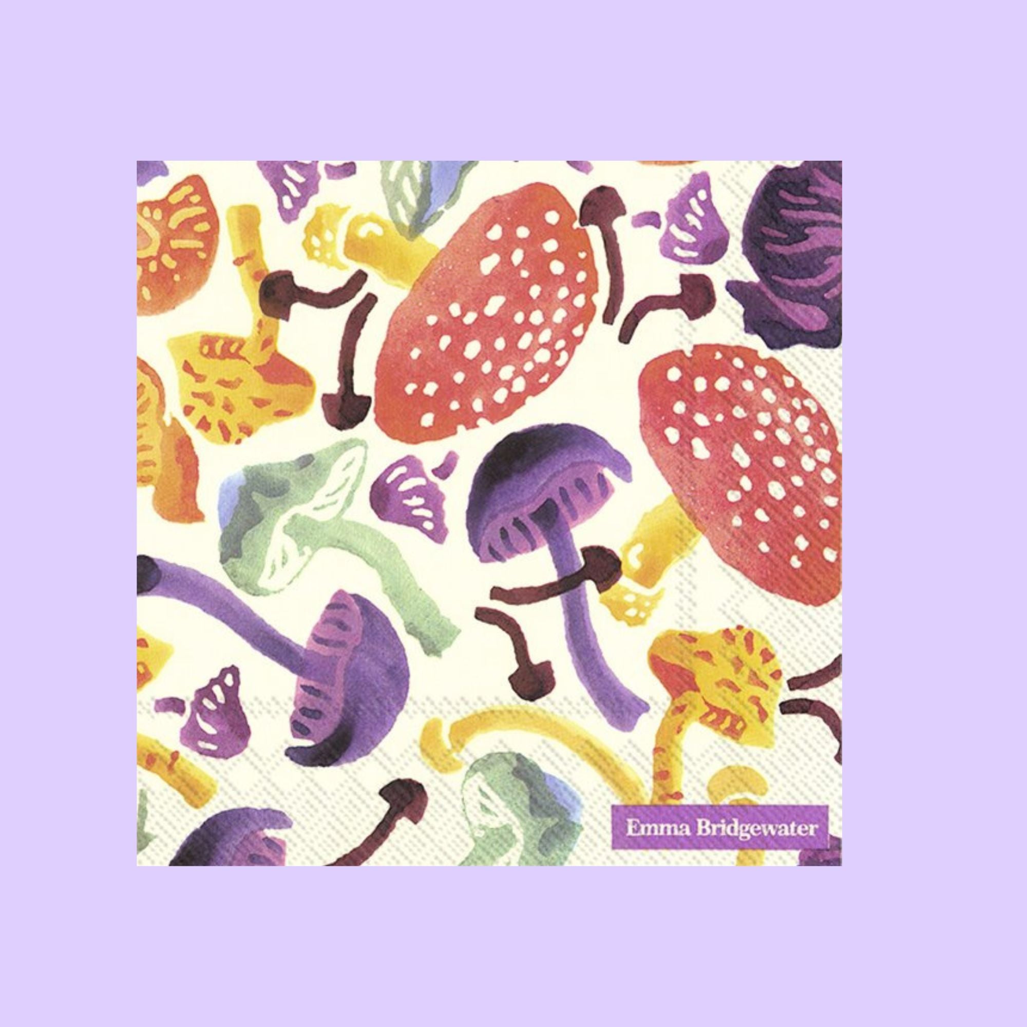 Ihr Emma Bridgewater Wild Mushrooms lunchservetten met vrolijk gekleurde paddenstoelen | 33 x 33 cm, 20 stuks