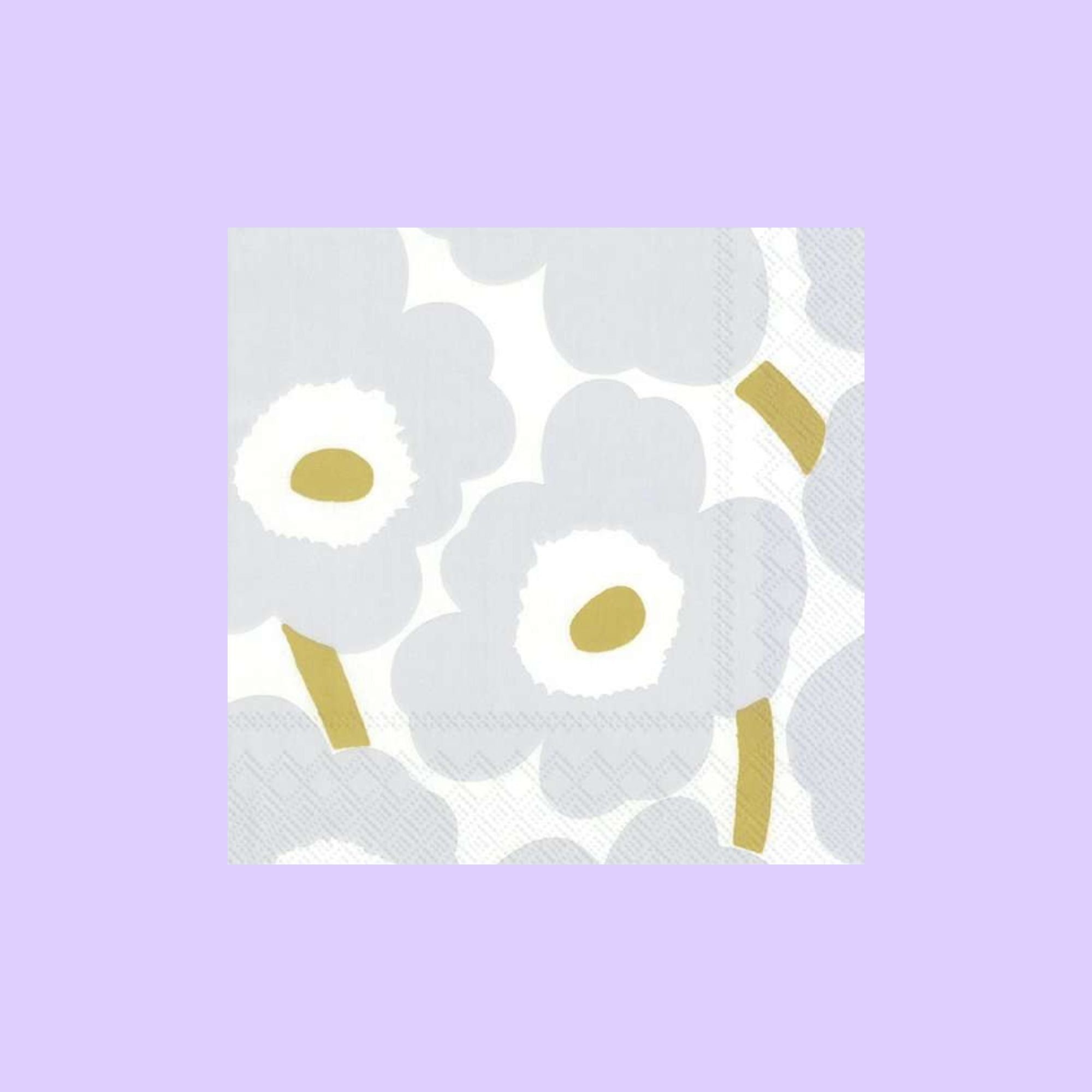 Marimekko x Ihr KERST cocktailservetjes Unikko zilver en goud, 20 stuks