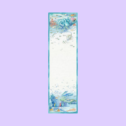 Isuela linnen tafelloper en tafelkleden 'seascape' met verborgen schatten, vissen etc, kies je formaat