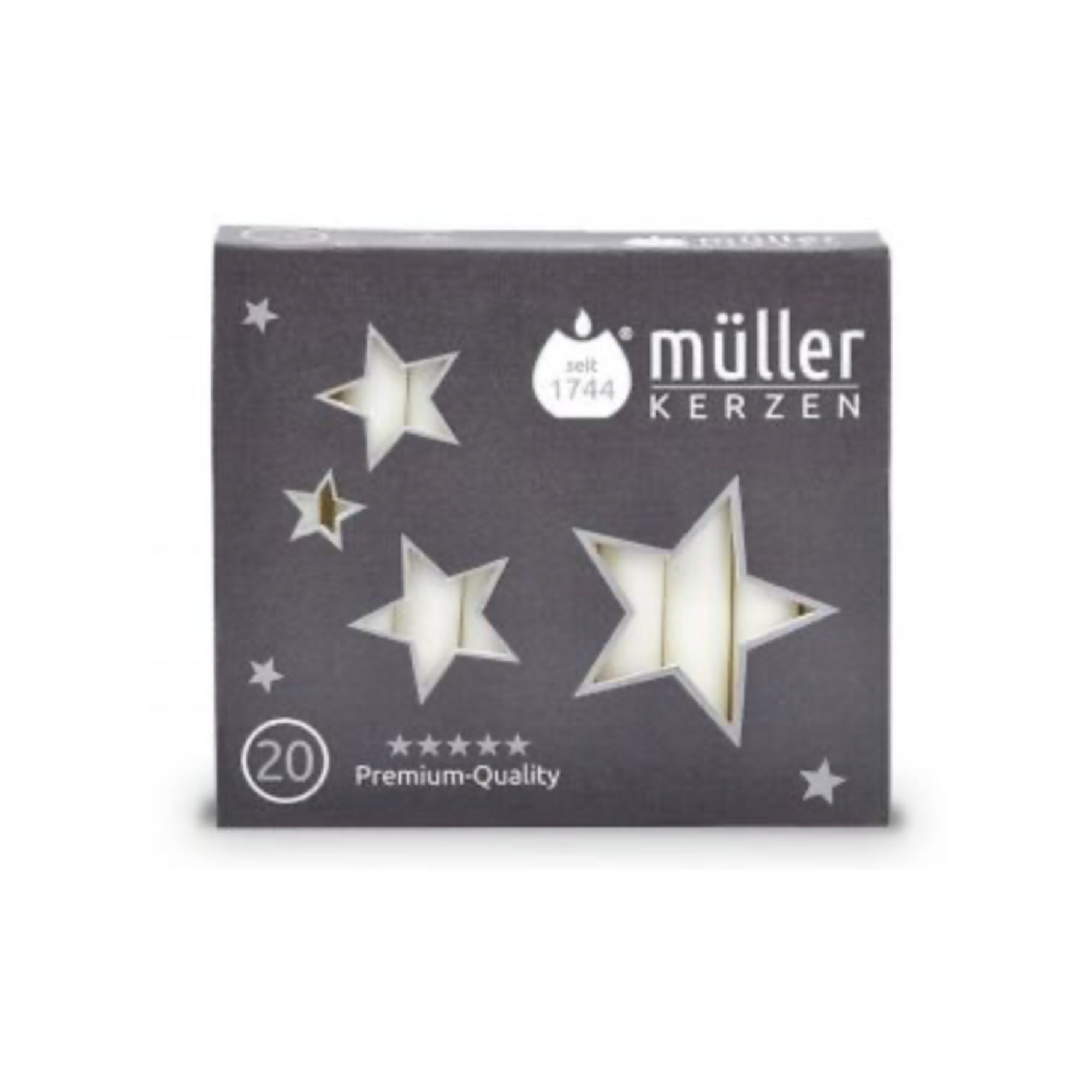 Müller Kerzen witte kerstboomkaarsjes, doosje 20 stuks | ca. 10 cm hoog