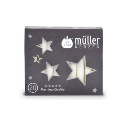 Müller Kerzen witte kerstboomkaarsjes, doosje 20 stuks | ca. 10 cm hoog