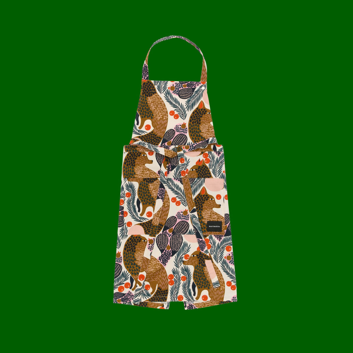 Marimekko schort Ketunmarja met vosje, met verstelbare nekband