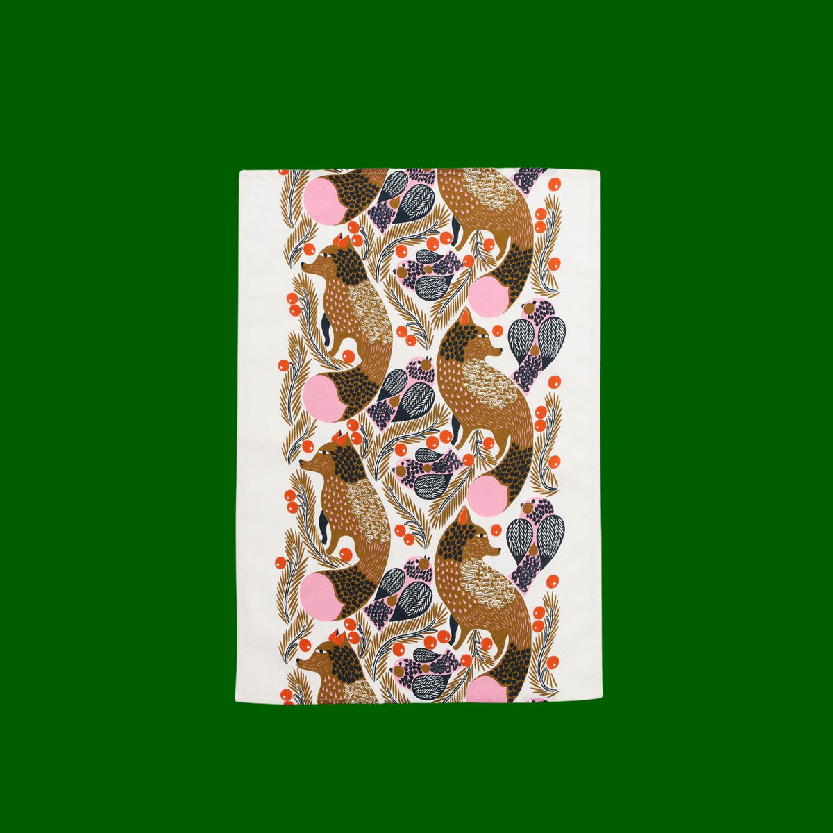 Marimekko Ketunmarja theedoek met vosjes (katoen/linnen) |  47 x 70 cm