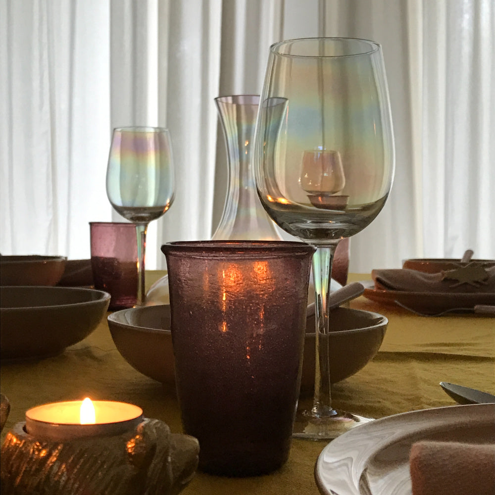 Waterglazen 'parelmoer'. Inhoud 520ml, set van 2