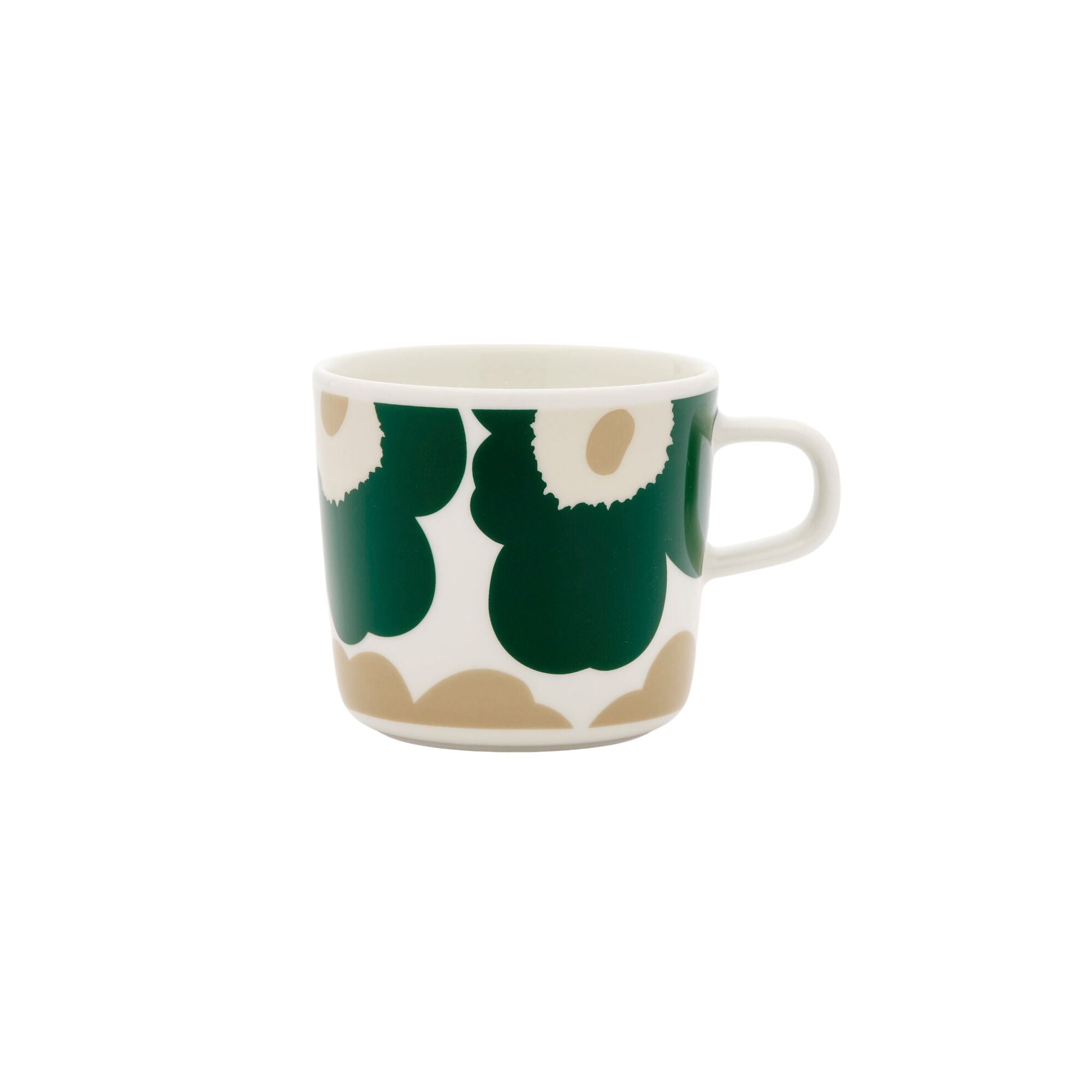 Marimekko Kaffeetasse Oiva Unikko weiß, beige und grün | 2 dl